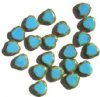 20 10mm Flat Cut Window Heart Beads Opaque Turquoise w/ Speckles